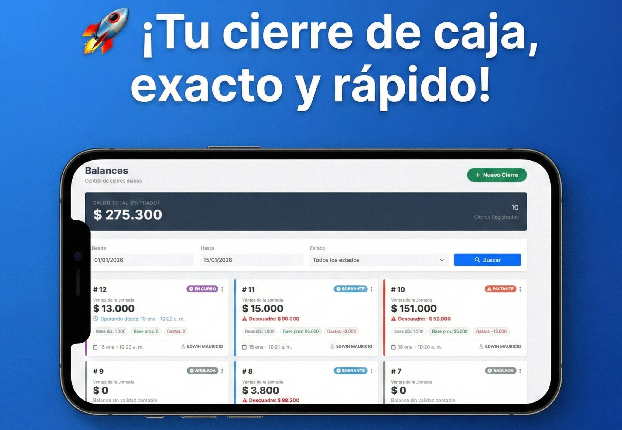 Interfaz de Cierre